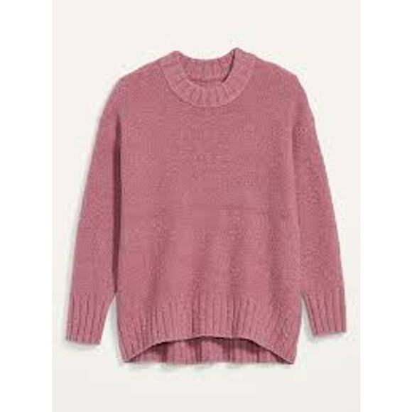 Old Navy Bouclé Sweater Small | Mauve Mountain‎ Dusk Cozy Knit Crew NWT - Picture 1 of 6